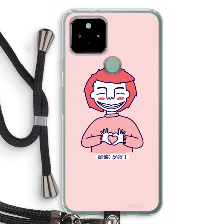 Hartje: Pixel 5 Transparant Hoesje met koord