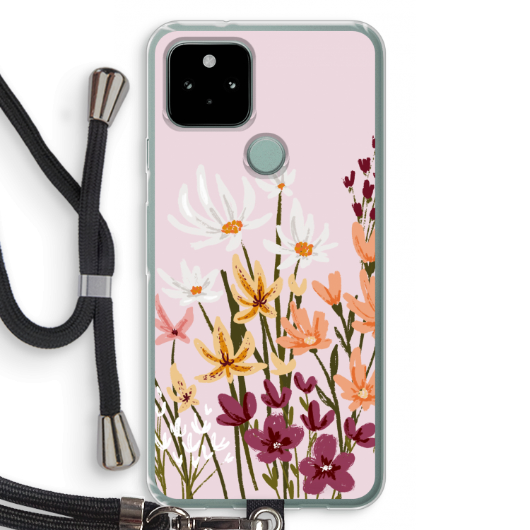 Painted wildflowers: Pixel 5 Transparant Hoesje met koord