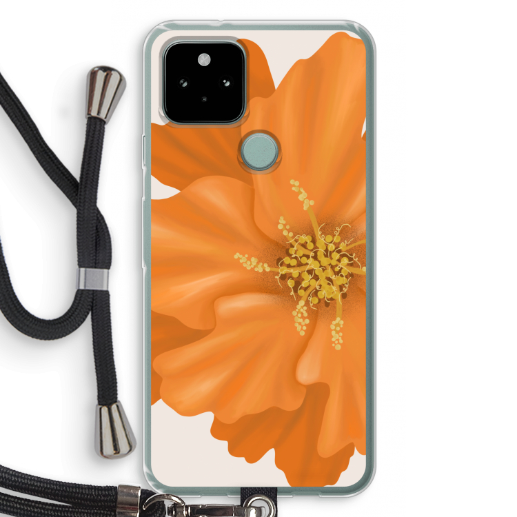 Orange Ellila flower: Pixel 5 Transparant Hoesje met koord