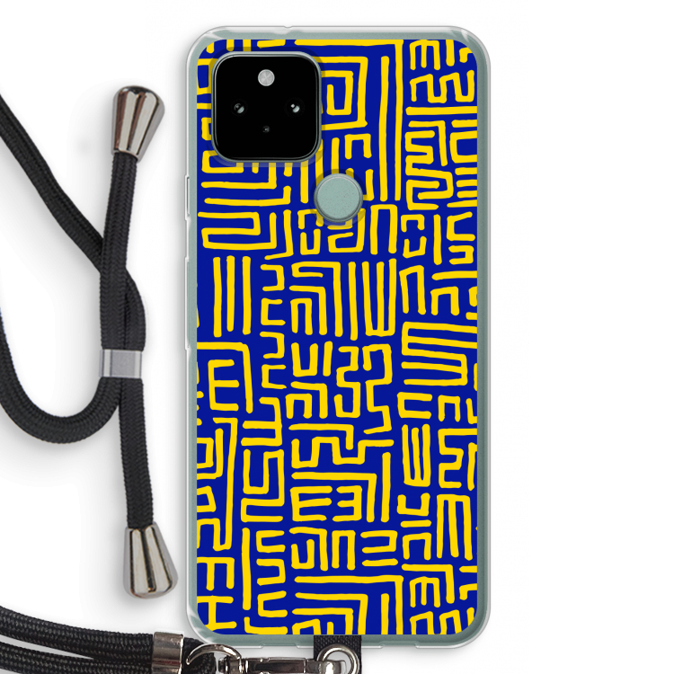 Majorelle Blue Print: Pixel 5 Transparant Hoesje met koord