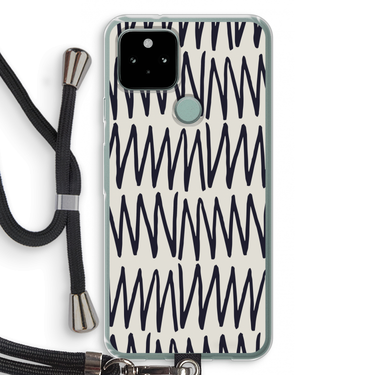 Marrakech Zigzag: Pixel 5 Transparant Hoesje met koord