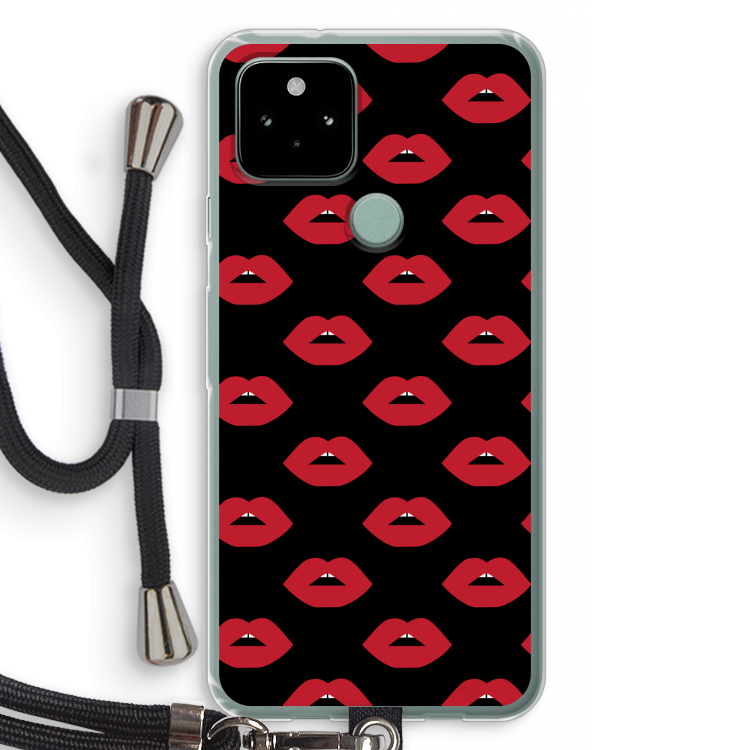 Lips: Pixel 5 Transparant Hoesje met koord