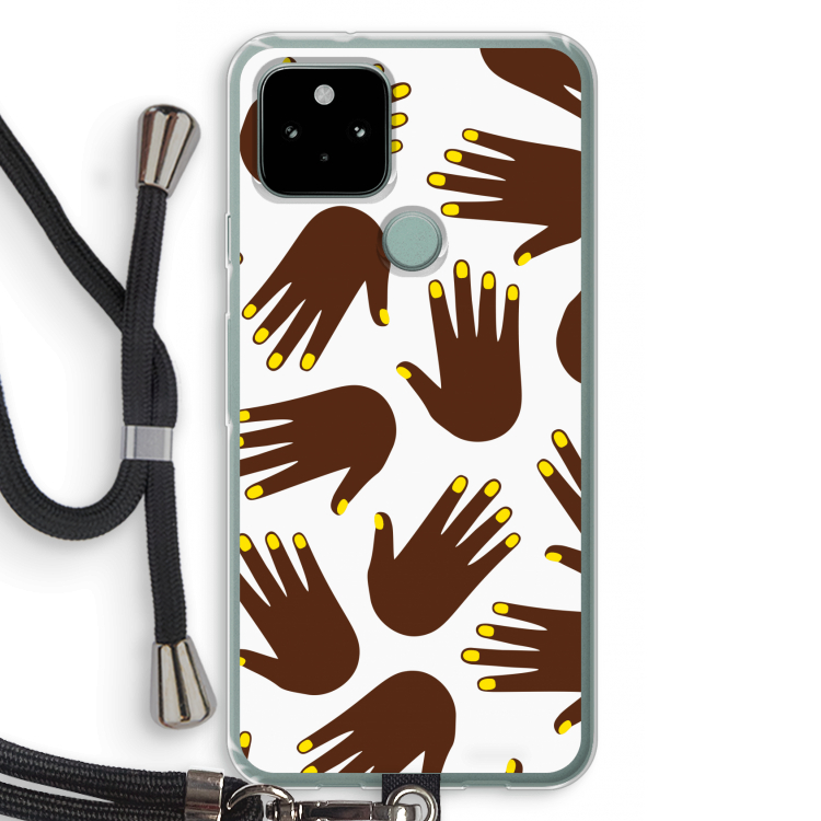 Hands dark: Pixel 5 Transparant Hoesje met koord