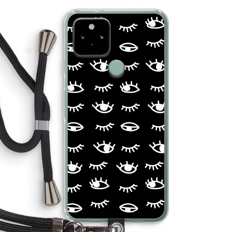 Eye pattern #3: Pixel 5 Transparant Hoesje met koord
