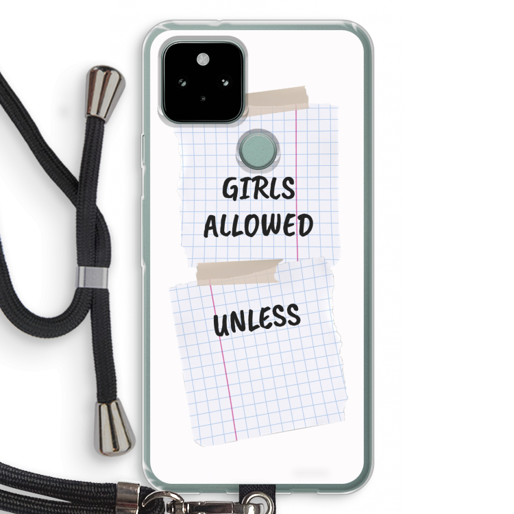 No Girls Allowed Unless: Pixel 5 Transparant Hoesje met koord