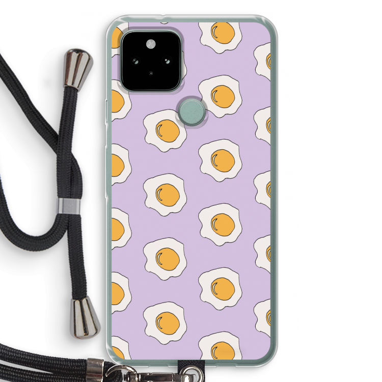 Bacon to my eggs #1: Pixel 5 Transparant Hoesje met koord