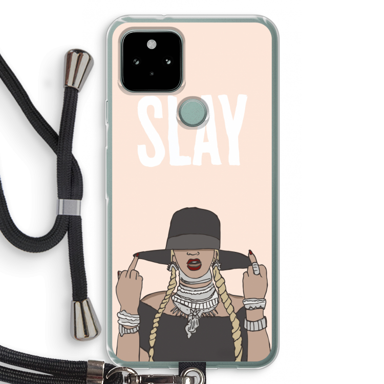 Slay All Day: Pixel 5 Transparant Hoesje met koord