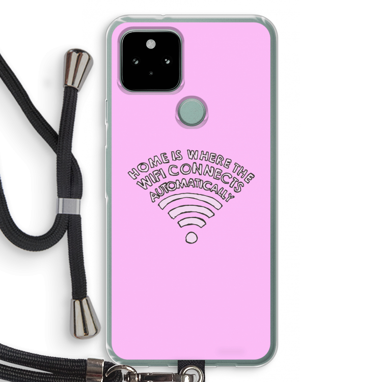 Home Is Where The Wifi Is: Pixel 5 Transparant Hoesje met koord