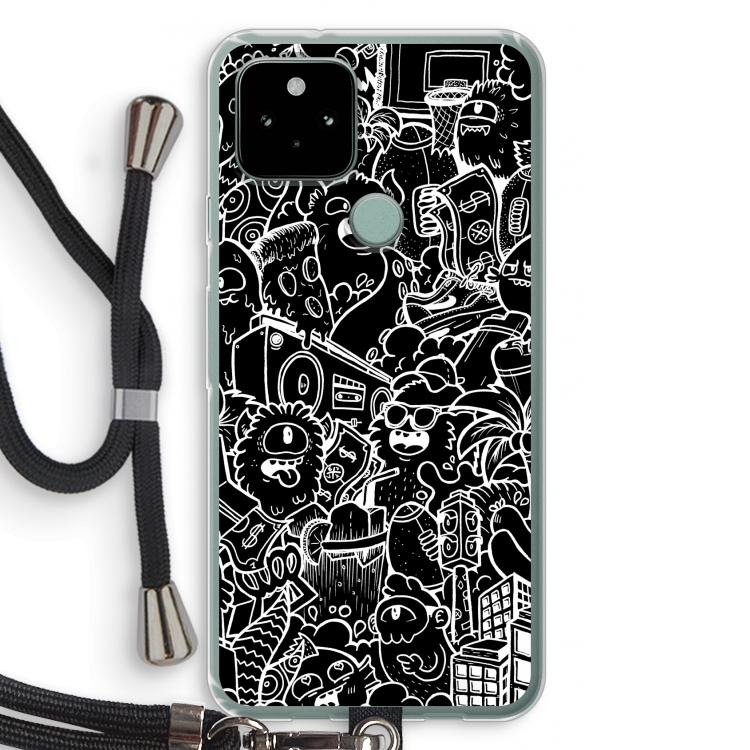 Vexx Black City : Pixel 5 Transparant Hoesje met koord
