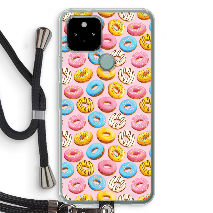 Pink donuts: Pixel 5 Transparant Hoesje met koord