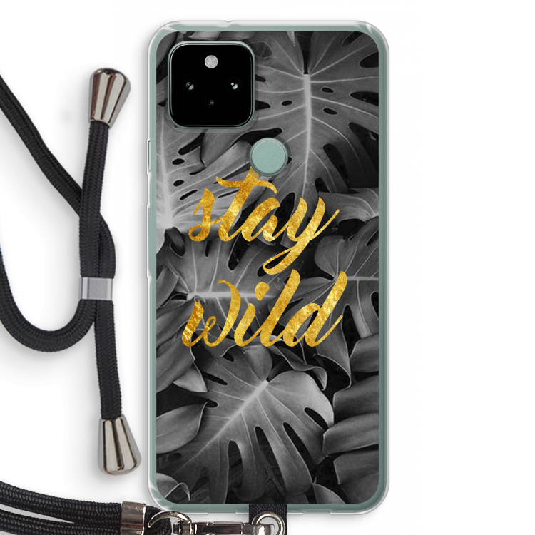 Stay wild: Pixel 5 Transparant Hoesje met koord