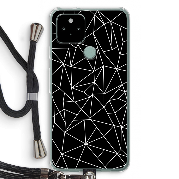 Geometrische lijnen wit: Pixel 5 Transparant Hoesje met koord