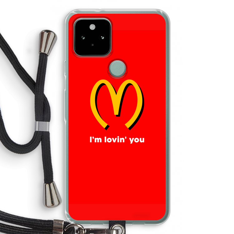 I'm lovin' you: Pixel 5 Transparant Hoesje met koord