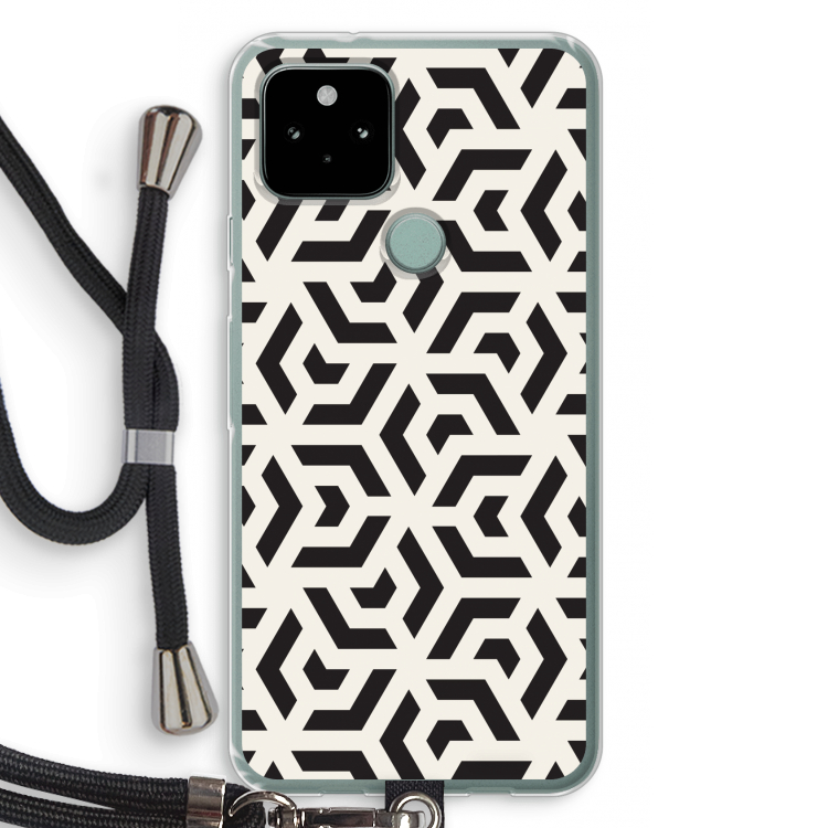 Crazy pattern: Pixel 5 Transparant Hoesje met koord