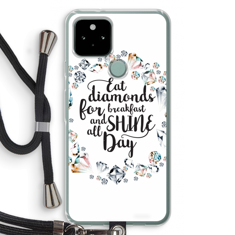 Diamonds: Pixel 5 Transparant Hoesje met koord