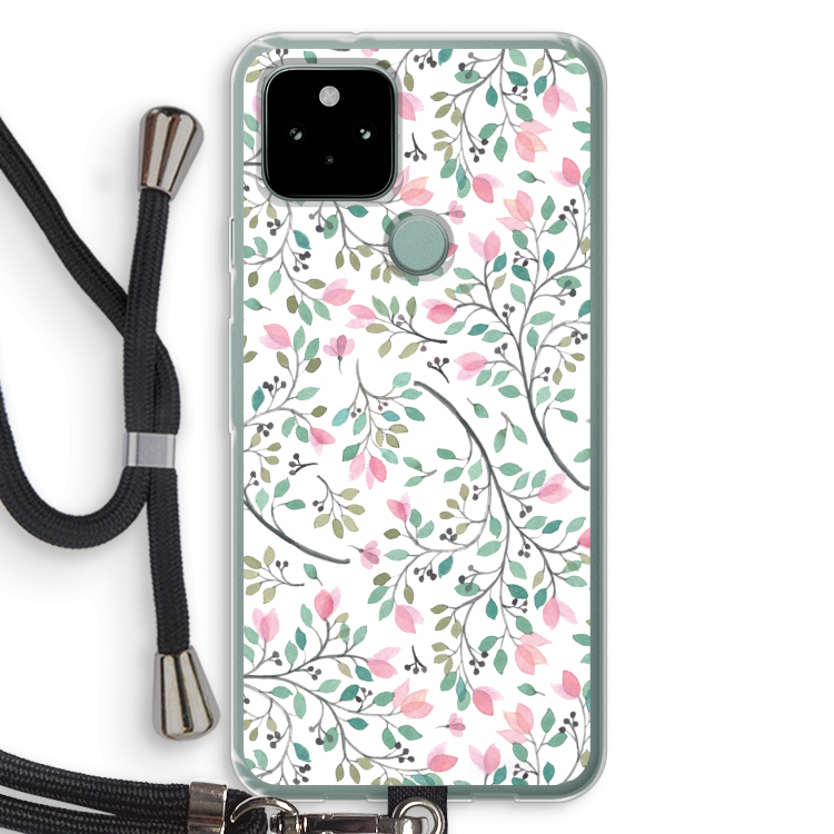 Sierlijke bloemen: Pixel 5 Transparant Hoesje met koord