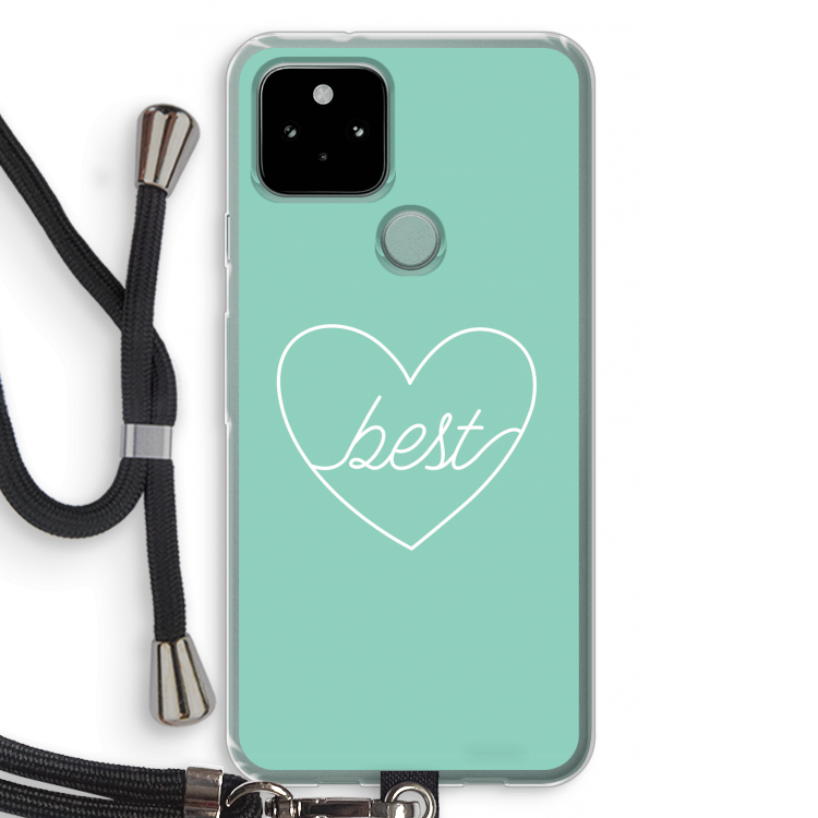 Best heart pastel: Pixel 5 Transparant Hoesje met koord