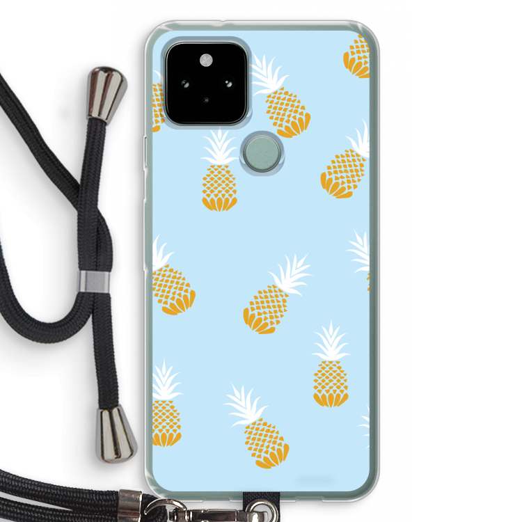 Ananasjes: Pixel 5 Transparant Hoesje met koord