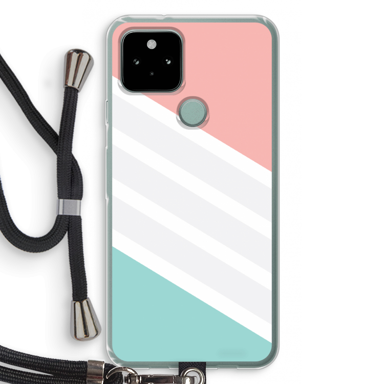 Strepen pastel: Pixel 5 Transparant Hoesje met koord