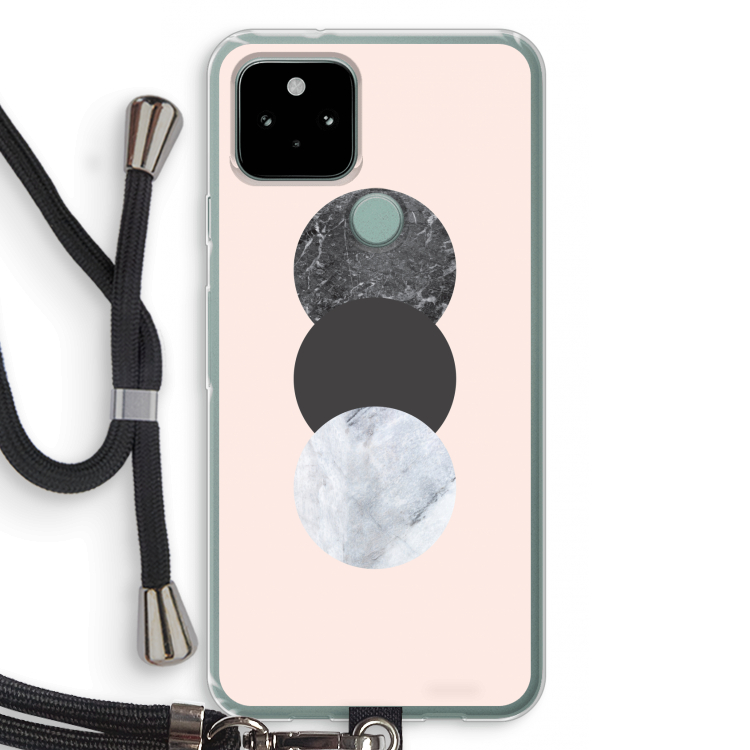 Marmeren cirkels: Pixel 5 Transparant Hoesje met koord