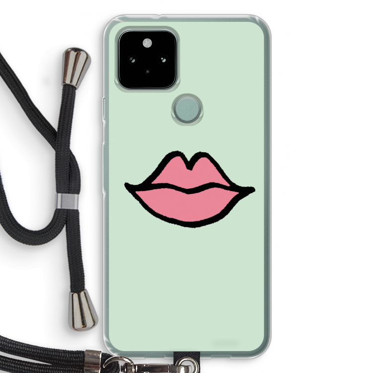 Kusje: Pixel 5 Transparant Hoesje met koord