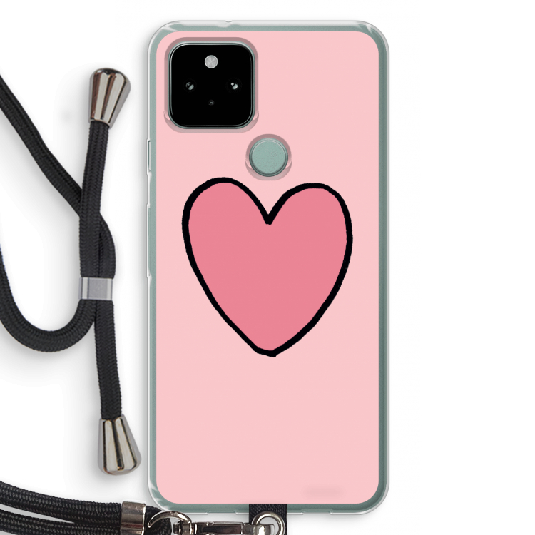 Hartje: Pixel 5 Transparant Hoesje met koord