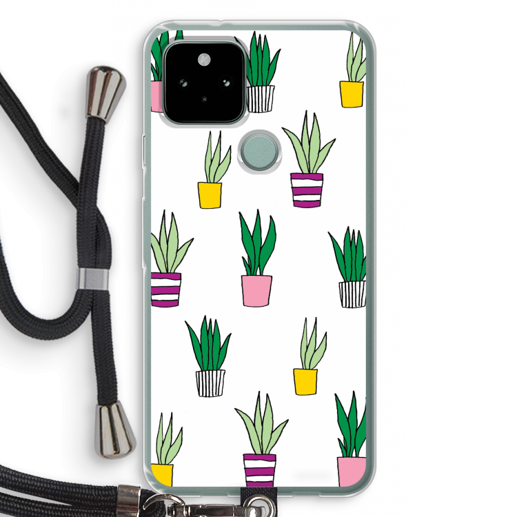 Sanseveria: Pixel 5 Transparant Hoesje met koord