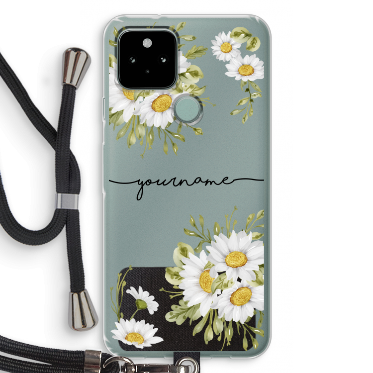 Daisies: Pixel 5 Transparant Hoesje met koord