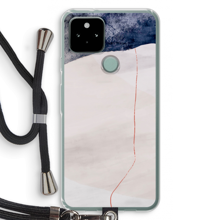 Stone White: Pixel 5 Transparant Hoesje met koord