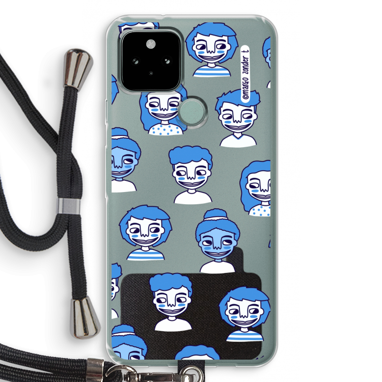 Gezichtjes: Pixel 5 Transparant Hoesje met koord