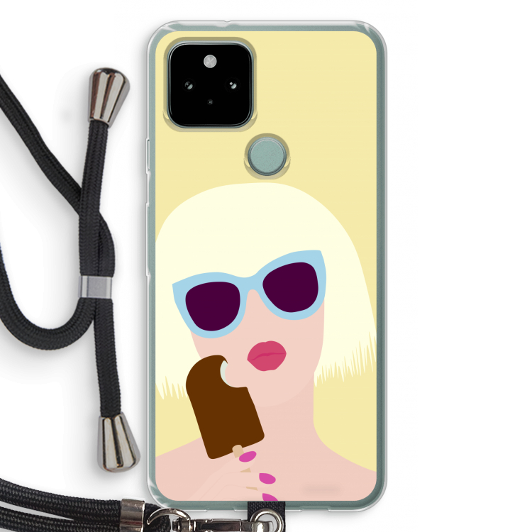 Ice cream: Pixel 5 Transparant Hoesje met koord