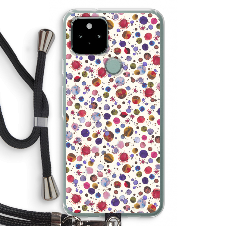 Planets Space: Pixel 5 Transparant Hoesje met koord