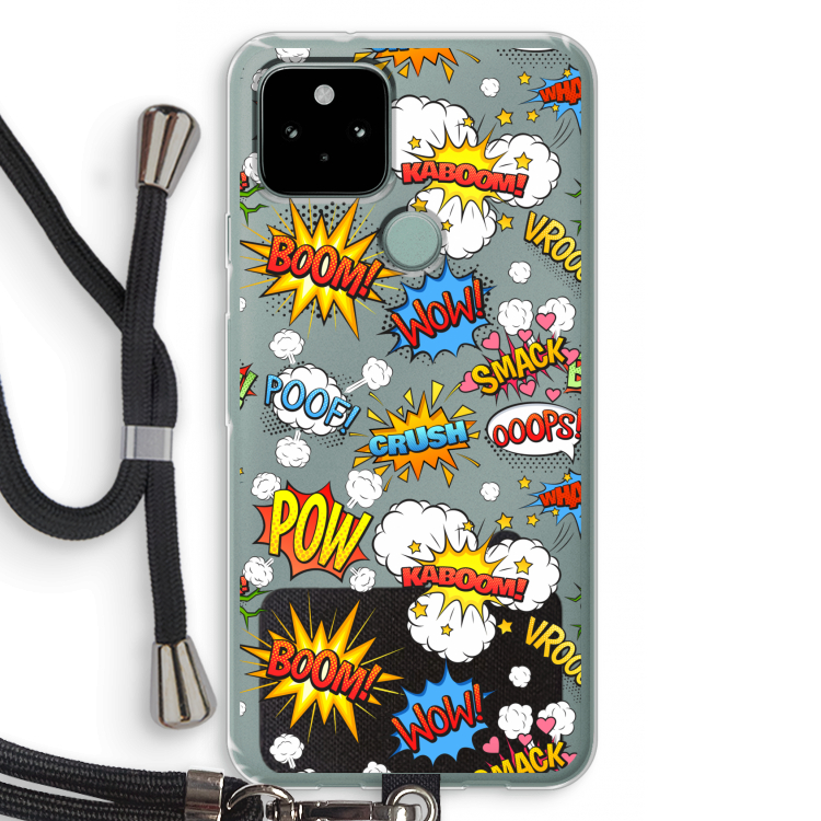 Pow Smack: Pixel 5 Transparant Hoesje met koord