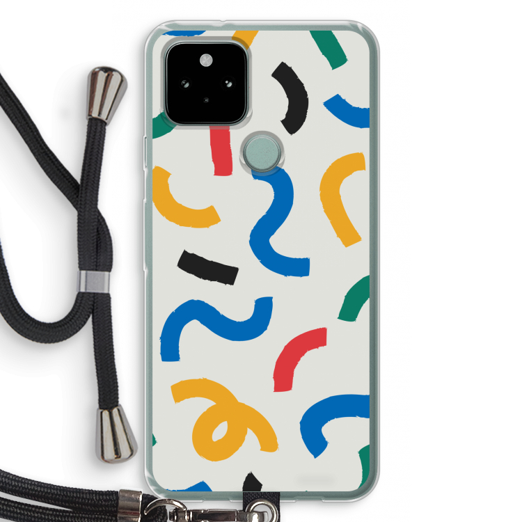 Illustratieve pop 2: Pixel 5 Transparant Hoesje met koord