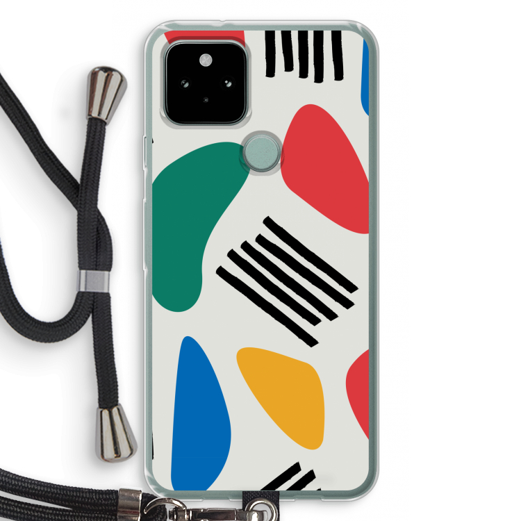Illustratieve pop 1: Pixel 5 Transparant Hoesje met koord