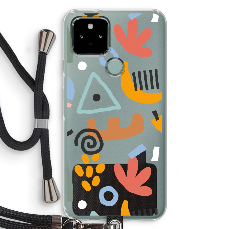 Abstract: Pixel 5 Transparant Hoesje met koord