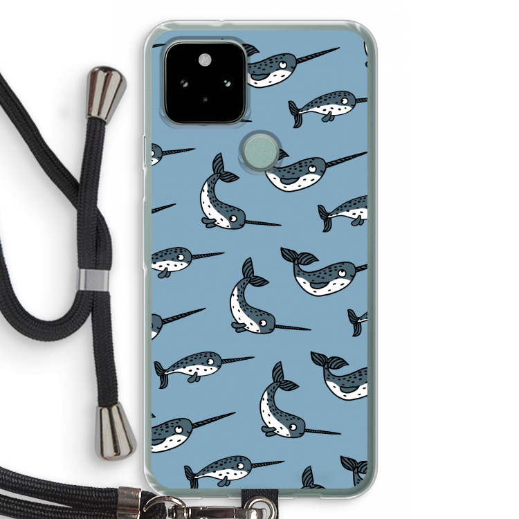 Narwhal: Pixel 5 Transparant Hoesje met koord