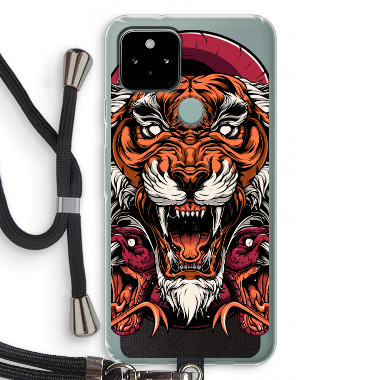 Tiger and Rattlesnakes: Pixel 5 Transparant Hoesje met koord