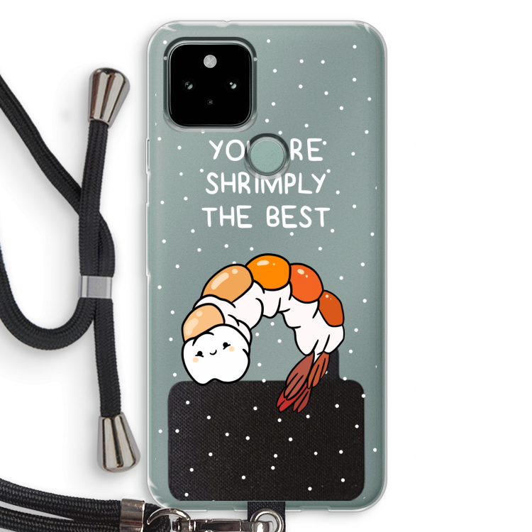 You're Shrimply The Best: Pixel 5 Transparant Hoesje met koord