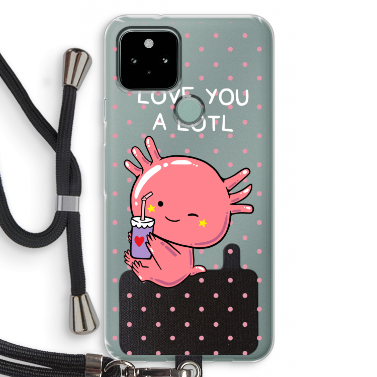 Love You A Lotl: Pixel 5 Transparant Hoesje met koord