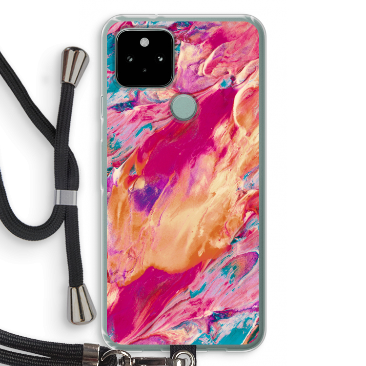 Pastel Echoes: Pixel 5 Transparant Hoesje met koord