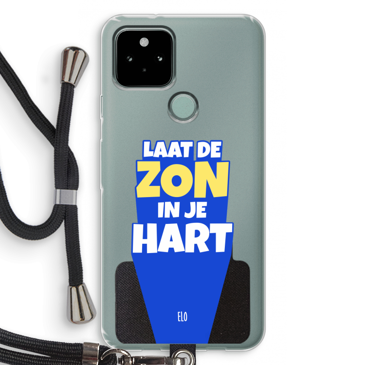 Laat de zon in je hart: Pixel 5 Transparant Hoesje met koord