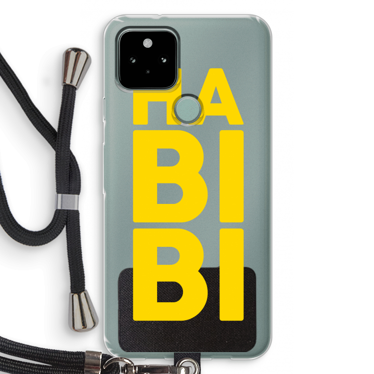 Habibi Blue: Pixel 5 Transparant Hoesje met koord