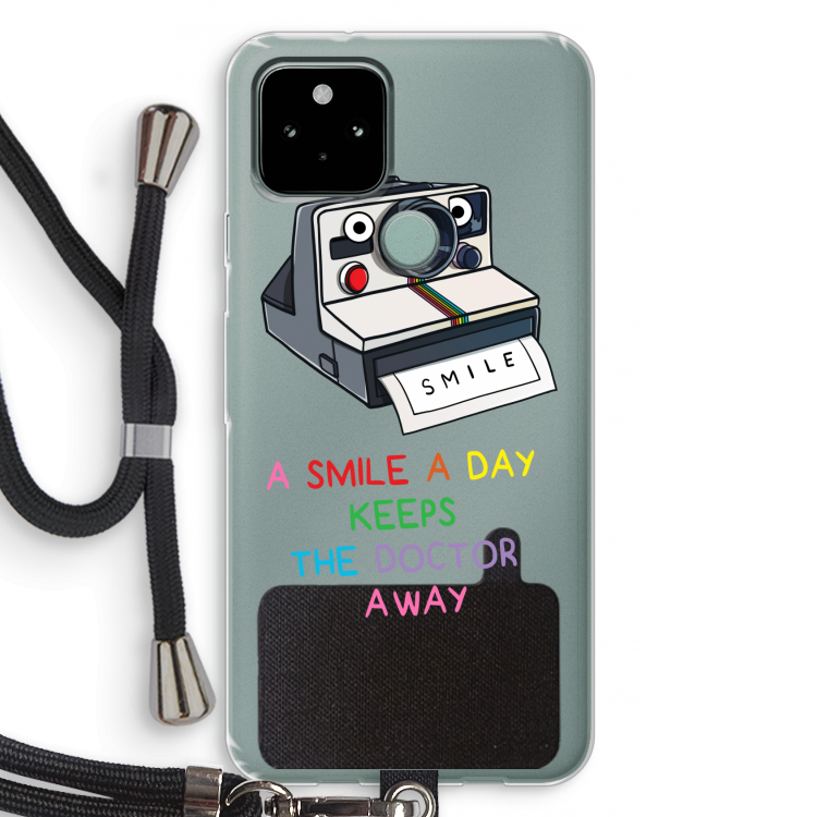 Smile: Pixel 5 Transparant Hoesje met koord