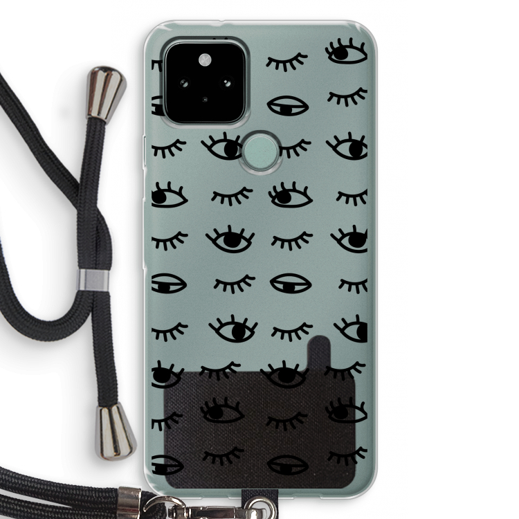 Eye pattern #2: Pixel 5 Transparant Hoesje met koord