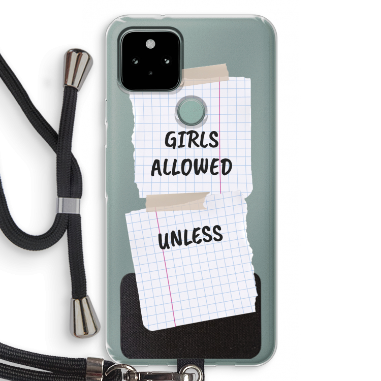 No Girls Allowed Unless: Pixel 5 Transparant Hoesje met koord