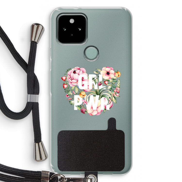GRL PWR Flower: Pixel 5 Transparant Hoesje met koord