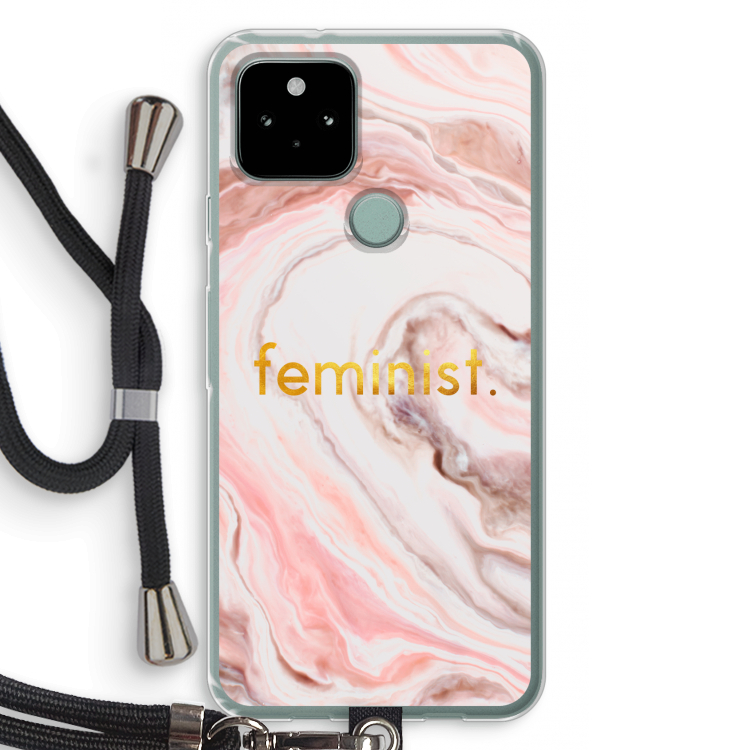 Feminist: Pixel 5 Transparant Hoesje met koord