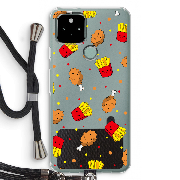 Chicken 'n Fries: Pixel 5 Transparant Hoesje met koord