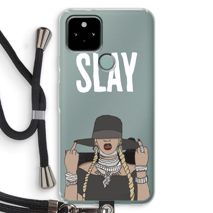 Slay All Day: Pixel 5 Transparant Hoesje met koord